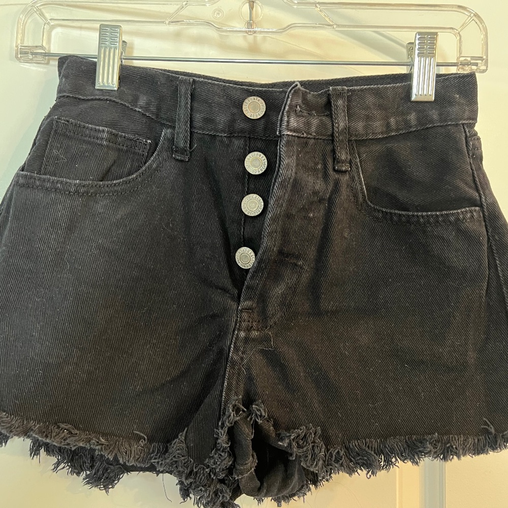Brandy Melville Black Button Fly Shorts